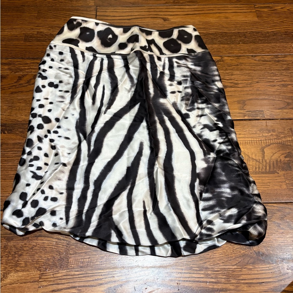 Giorgio Armani Black and White Silk Bubble Skirt